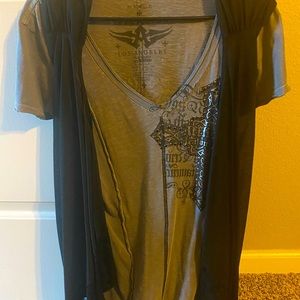 Affliction Lg Gray top